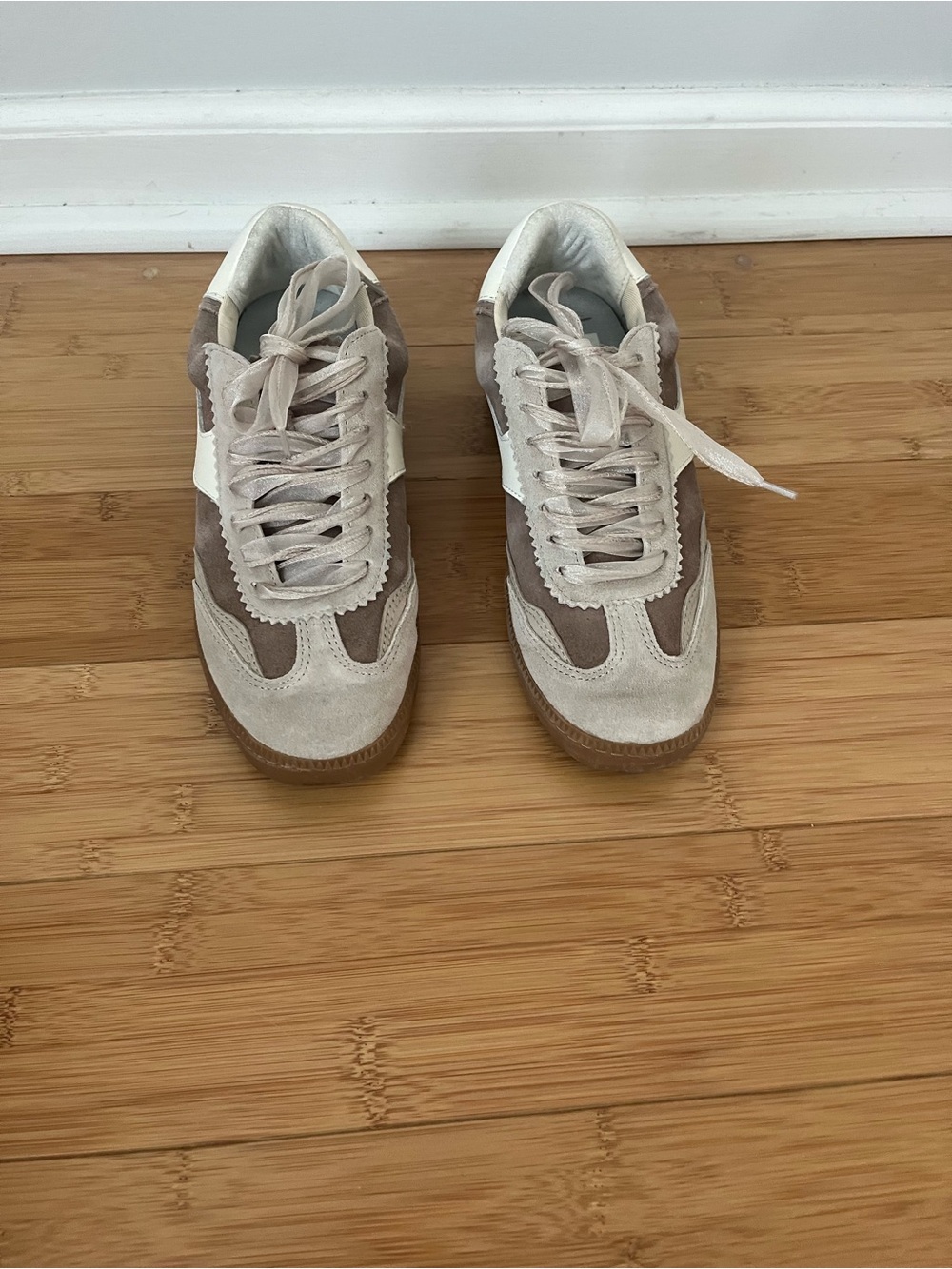 Dolce Vita Women's Beige and Brown Suede Sneakers